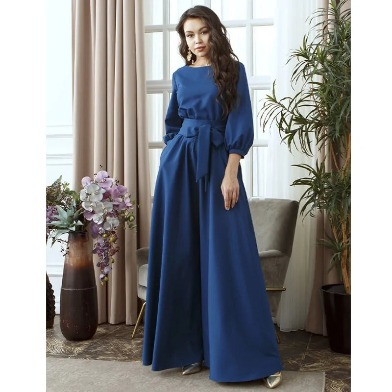 Autumn Women Casual Sashes Dress