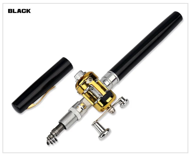 Pen Shape Portable Mini Fishing Rod Pole With Reel Wheel