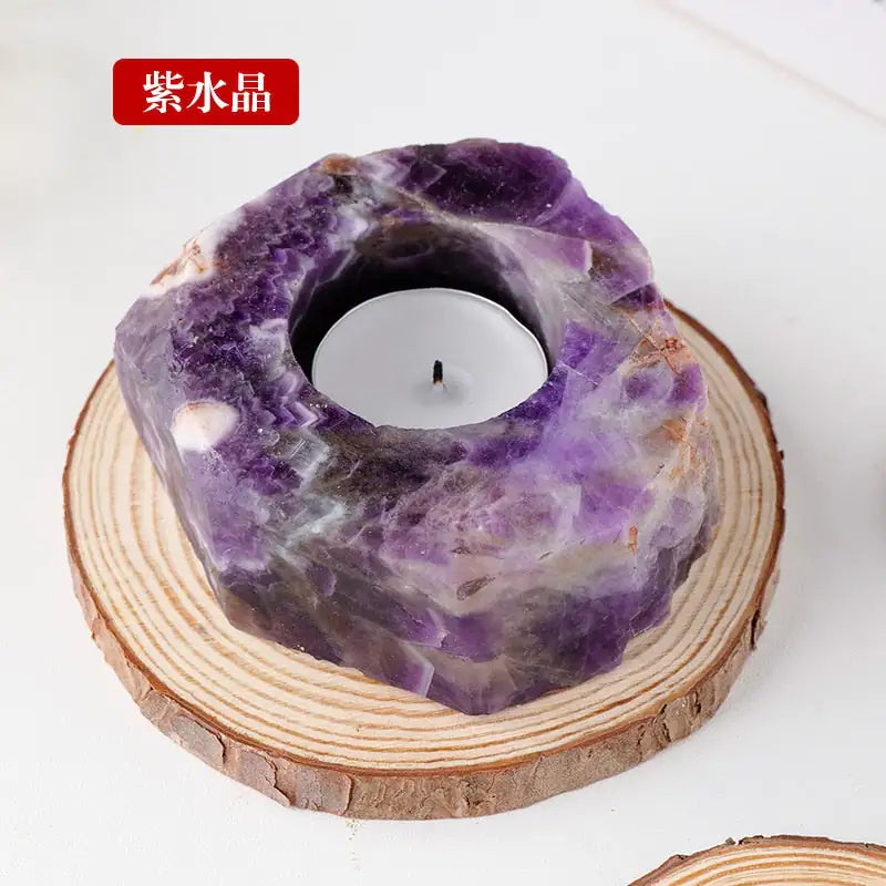 Natural Shape Crystals Candle Holder