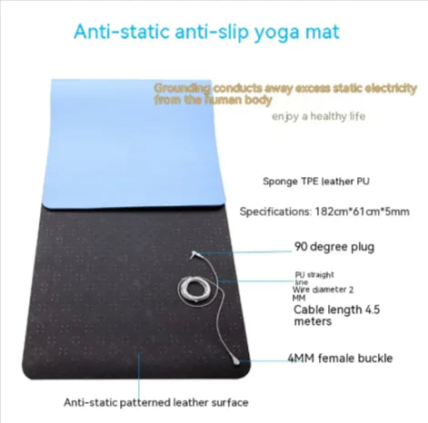 Conductive Yoga Grounding Mat with Non-Slip Surface & Grounding Wire