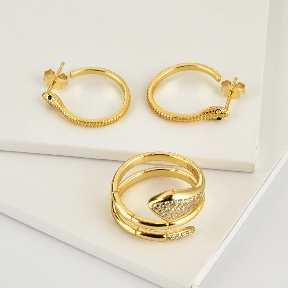 Three-Circle Snake Rings for Women