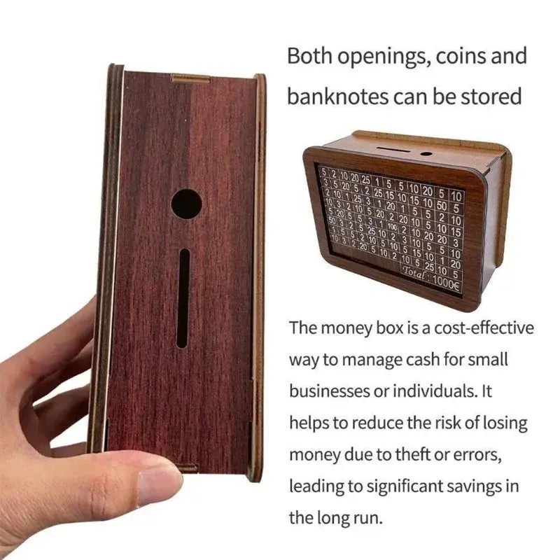 Wooden Money Box With Saving Goals