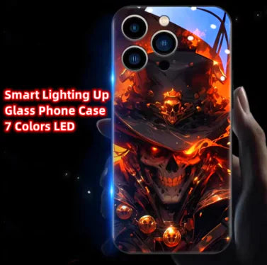 Japanese Popular Anime Role Smart LED Light Up Glass Phone Case For iPhone 15 14 13 12 11 Pro Max XR XS Plus 6 7 8 SE2020